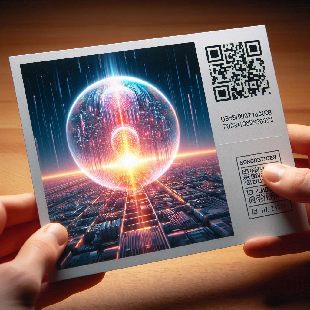 A postcard with a qr code