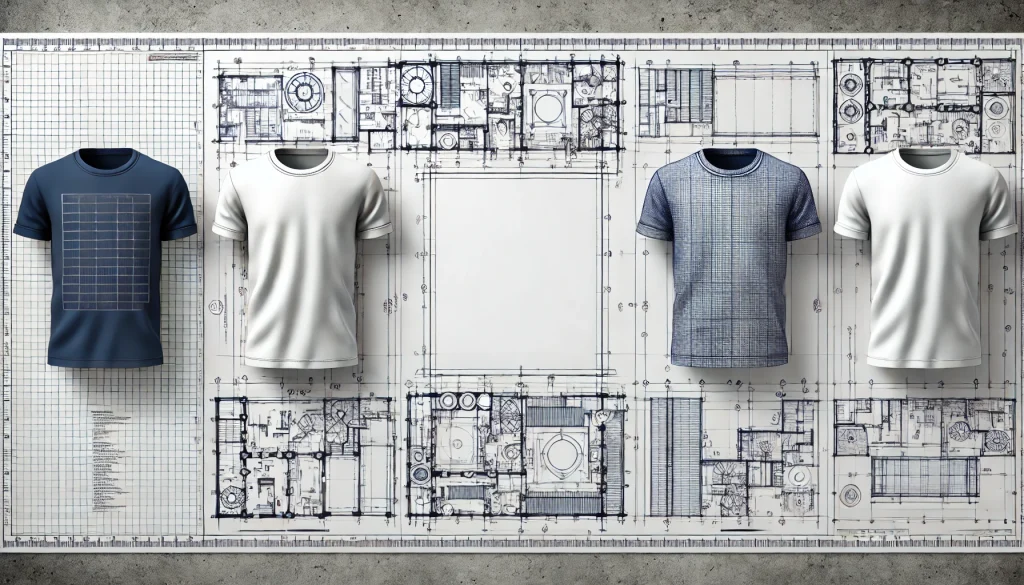 Architectural blueprints and Tshirts