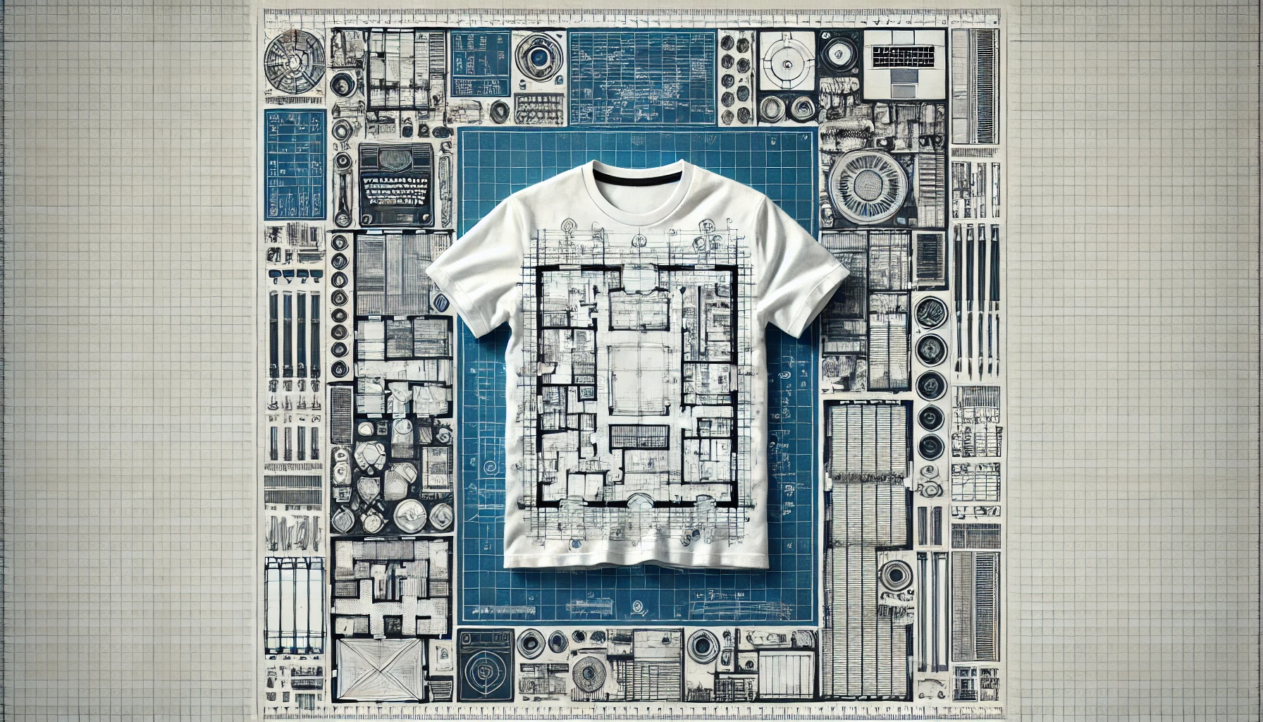 Architectural bluprints on tshirt