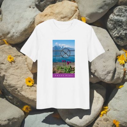 Purple Tulips & Swiss Alps Organic Cotton T-Shirt