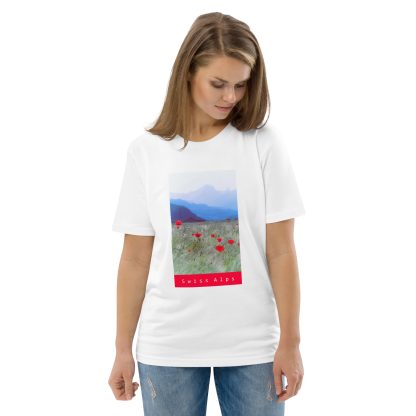 Poppy Field Swiss Alps - Organic Cotton T-Shirt - Image 3