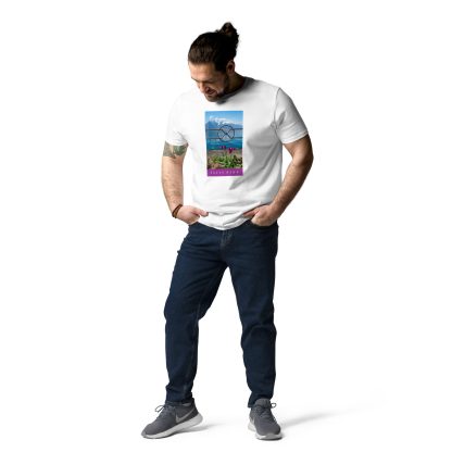 Purple Tulips & Swiss Alps Organic Cotton T-Shirt - Image 3